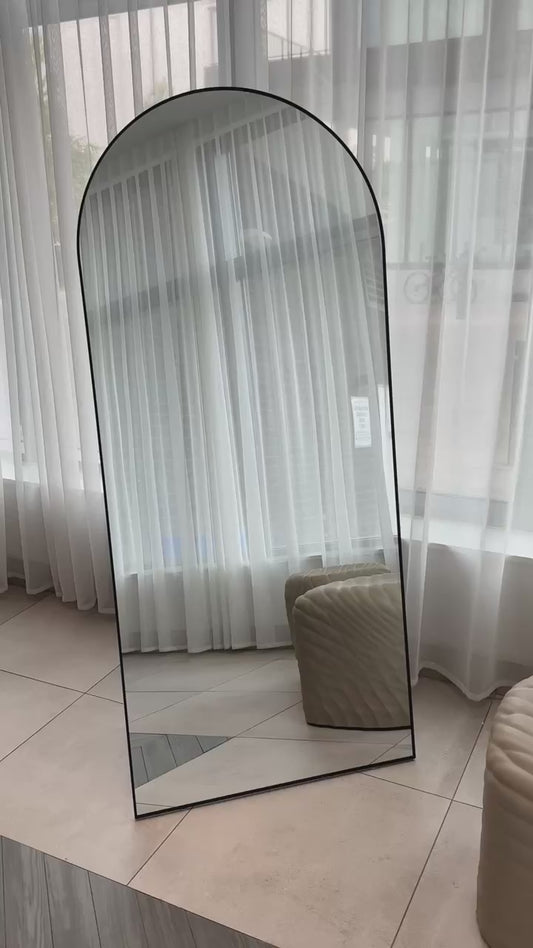 Black Arch Aluminium Alloy Full Length Mirror